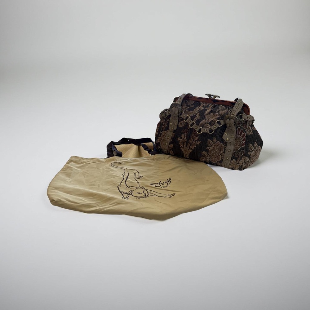 Stylish Black and Brown Tote Bag with Textured Design